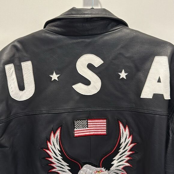 USA Leather Bomber Eagle Jacket - Picture 3 of 12